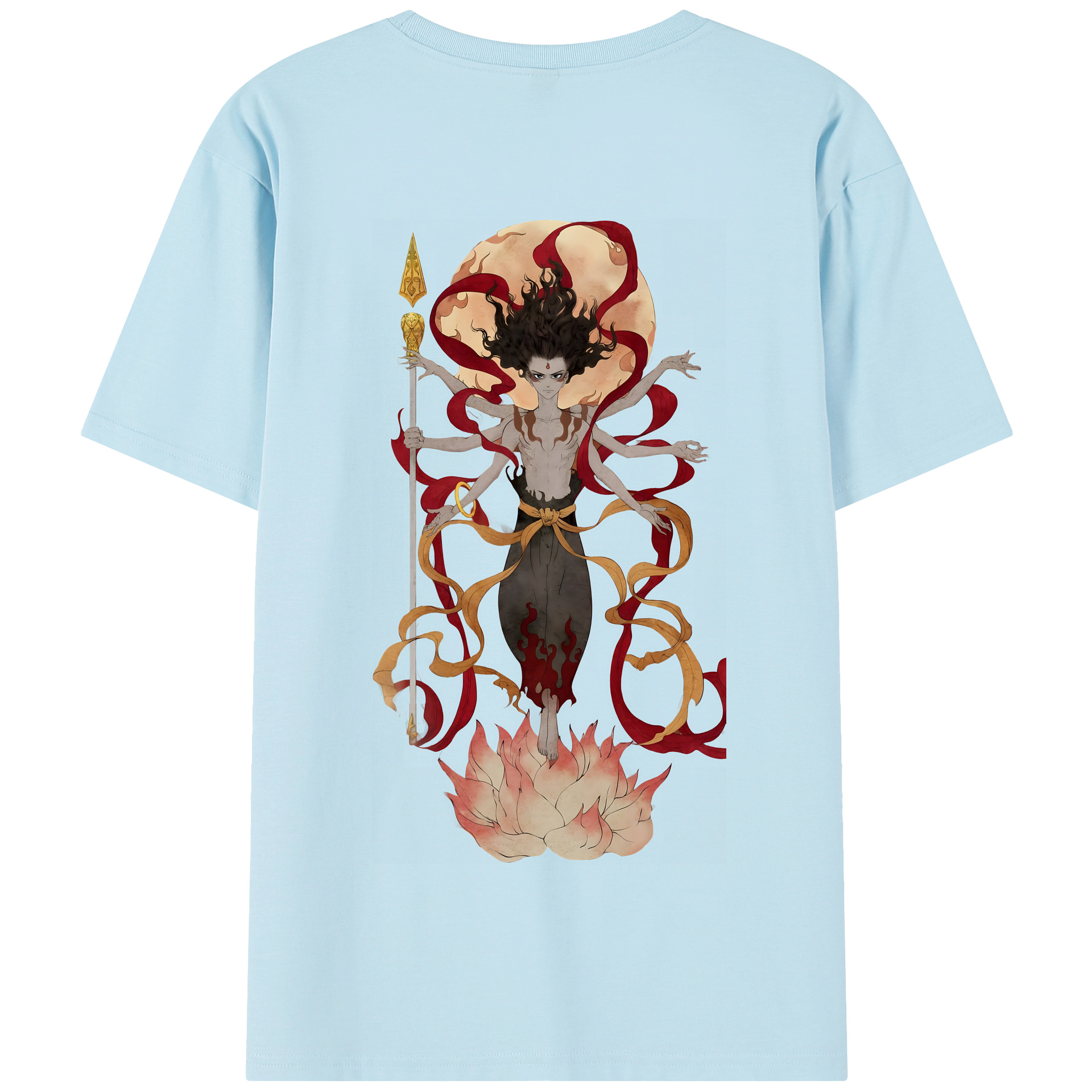 （画像用） Ne Zha 2 ナタ 魔童の大暴れ 綿100％半袖Tシャツ（背面プリント）